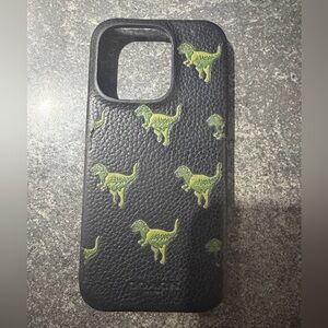 Coach Black Case with Green Dinosaurs